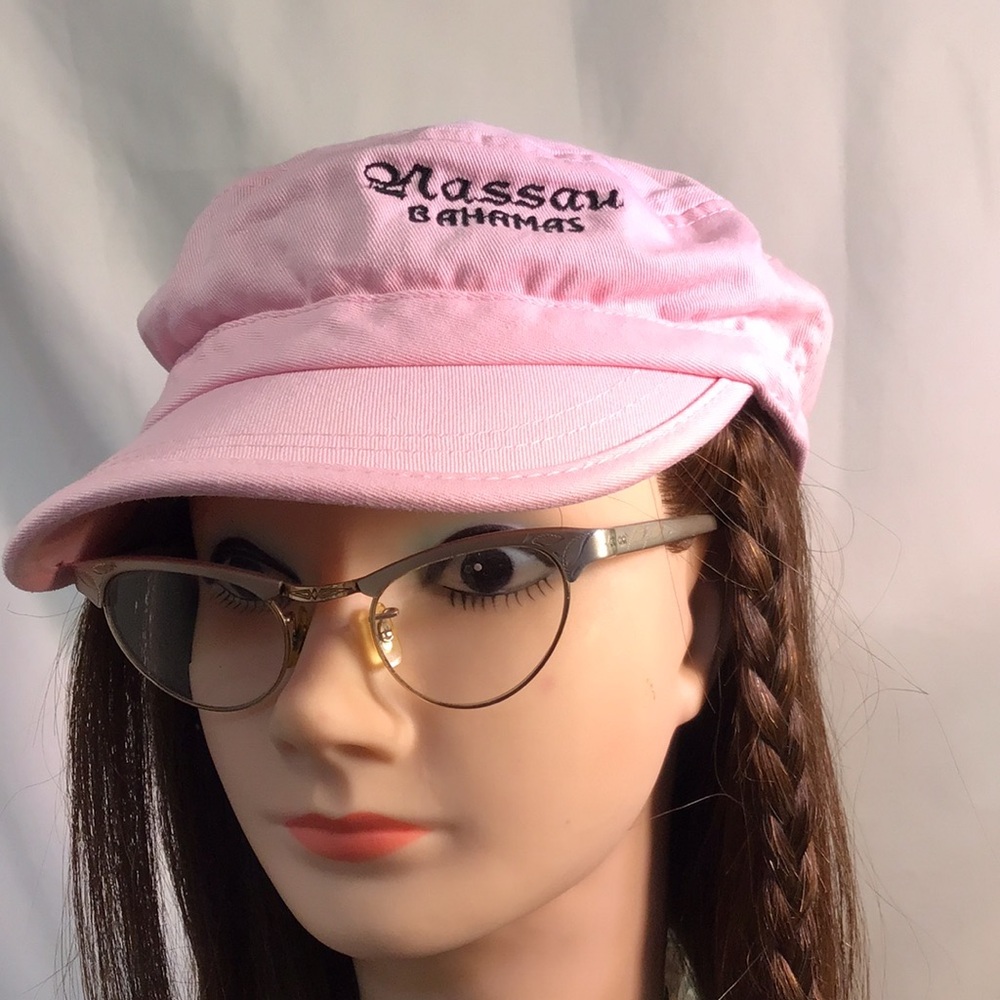 Cute pink Nassau Bahamas hat short brim slight slouch velcroback cotton souvenir